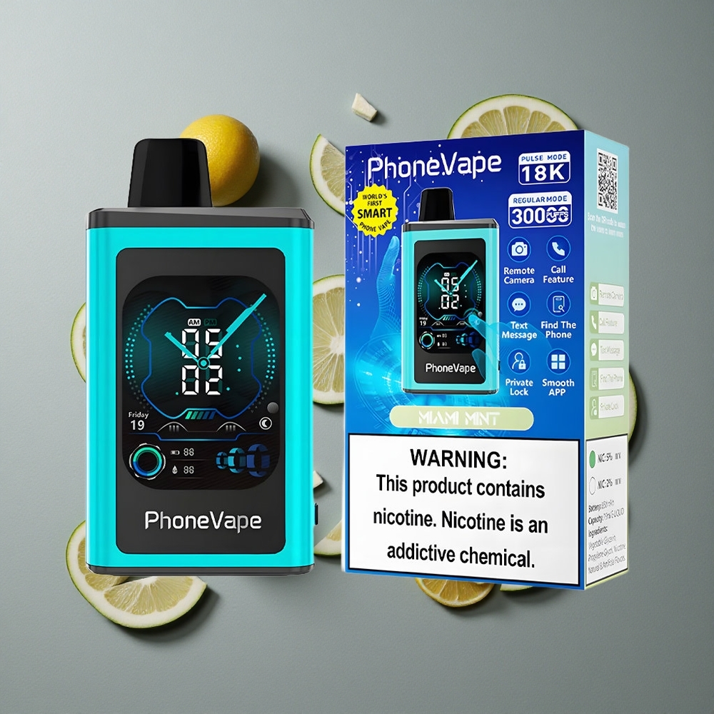 JNR PhoneVape 30000 pufăruri Mentă Miami Baterie Reîncărcabilă 850mAh Tip-C