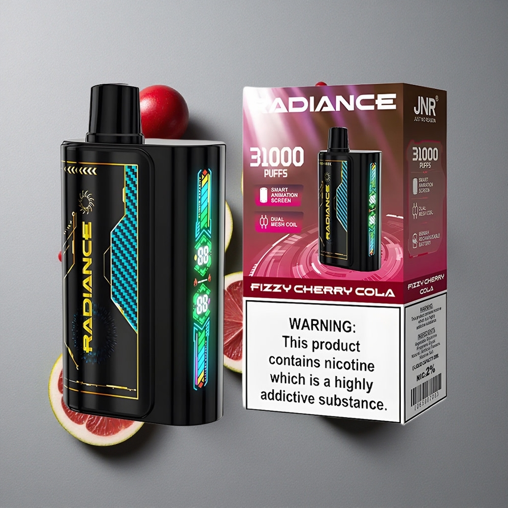 JNR Radiance 31000 Puffs Capsă Dispozabilă Fizzy Cireș Cola cu Ecran Animatie Smart și Baterie Reincarcabilă 950 mAh