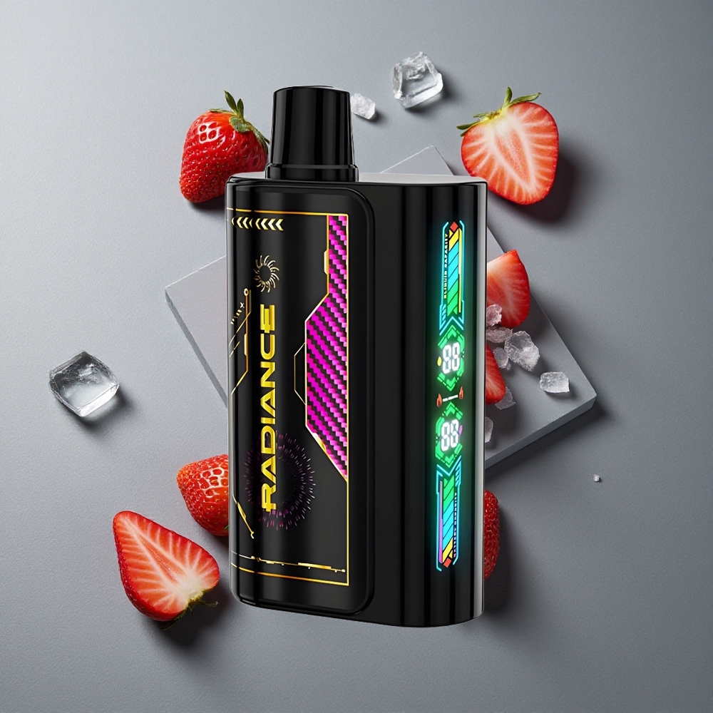 JNR Radiance 31000 Puffs Capsă Dispozabilă cu Ecran Animățional și Capsă Dual Mesh Aromă Căpșuni Înghețate