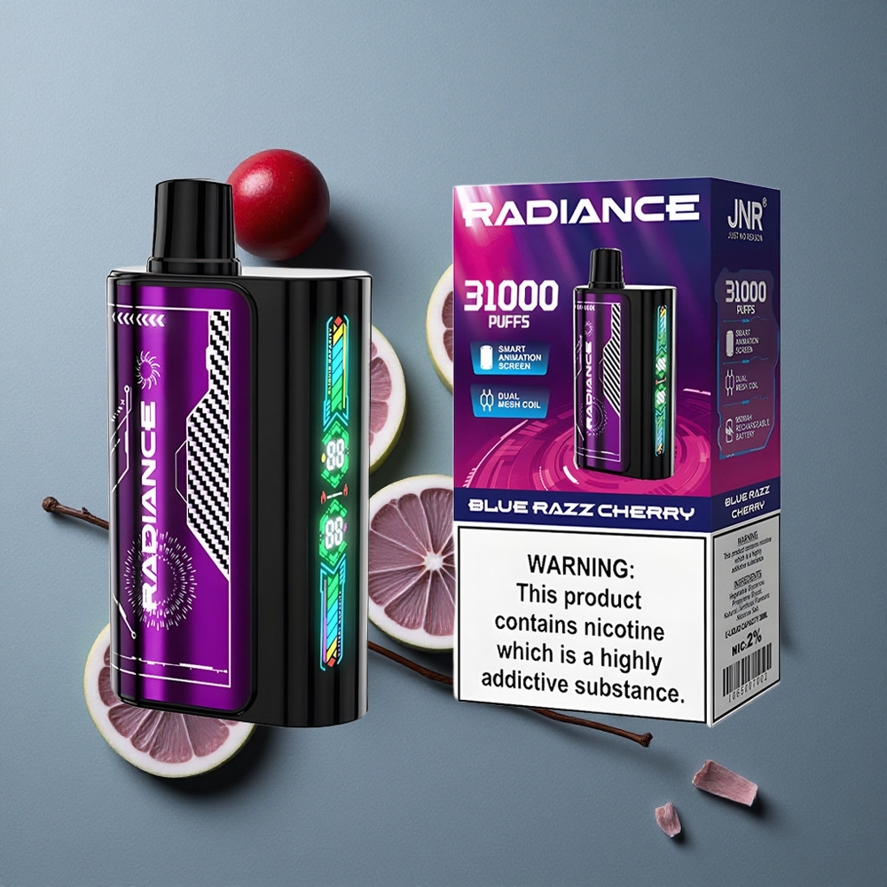 JNR Radiance 31000 Puffs Vape de unică folosință Afine Zmeură Albastre cu Ecran Animacii Smart