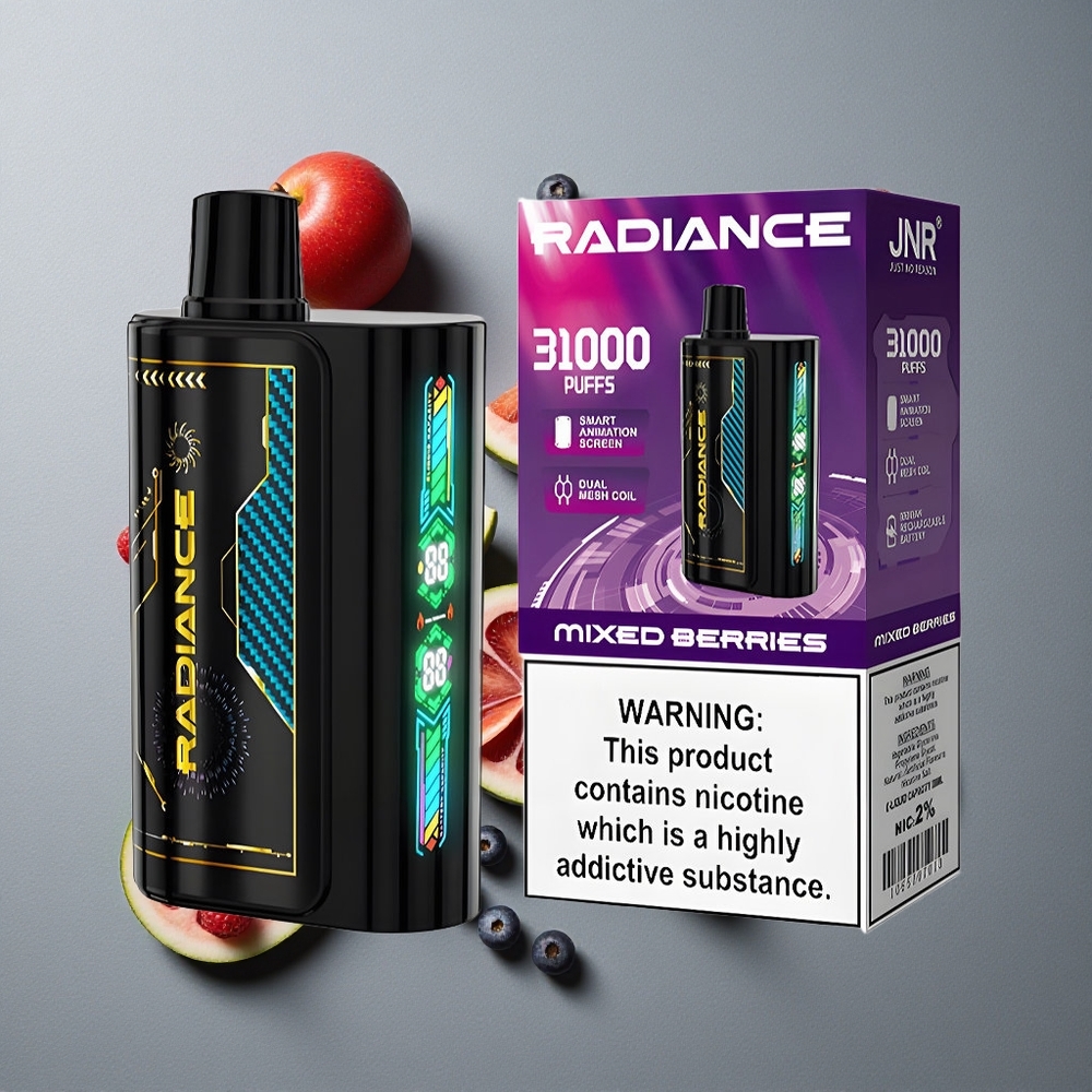JNR Radiance 31000 Puffs Vape de unică folosință Mixed Berries (Fructe de Pădure) cu 28ml E-lichid și Ecran Smart