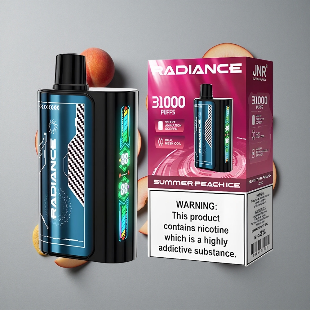 JNR Radiance 31000 Puffs Vape de unică folosință Piersică de Vară Gheață cu Ecran Anim