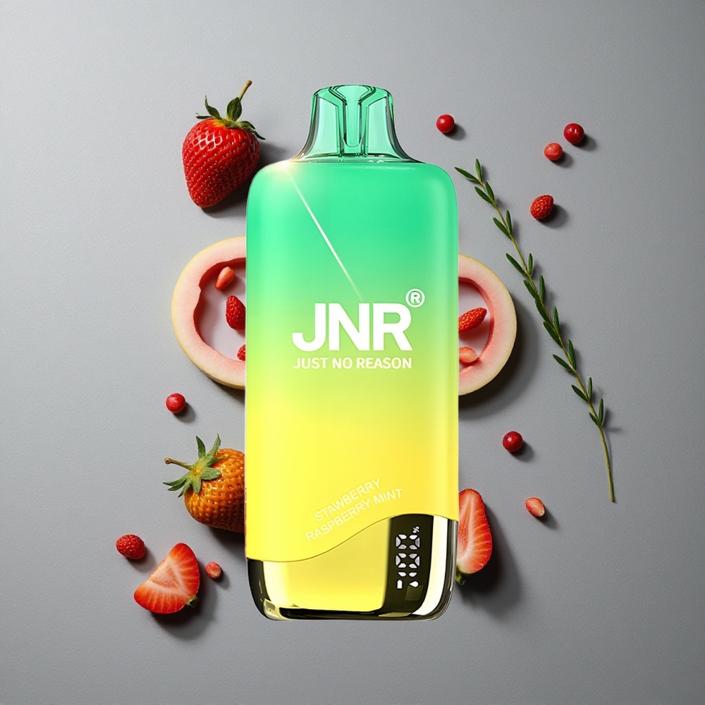 JNR Rainbow 10500 Puffs Vape de unică folosință Căpșuni-Piersicămentă cu 18ml Rezervor e-Lichid