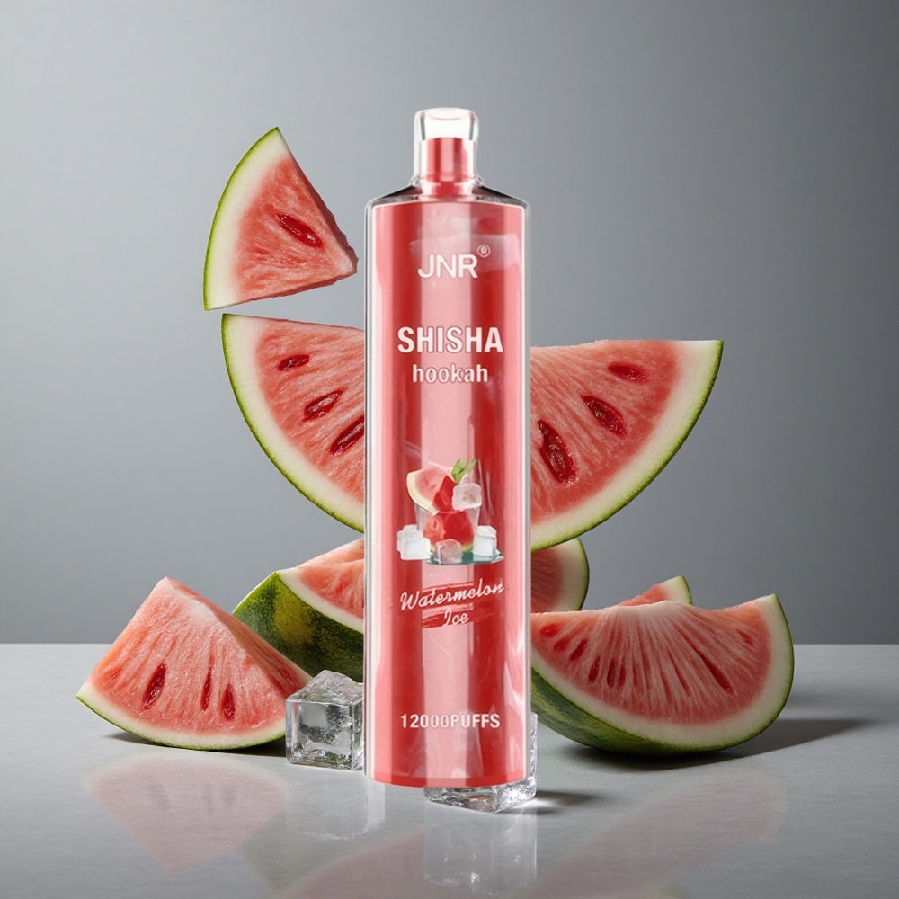 JNR Shisha Hookah 12000 Puffs Vape de unică folosință Gheață de Pepene Roșu cu 24ml e-lichid și încărcare rapidă Type-C
