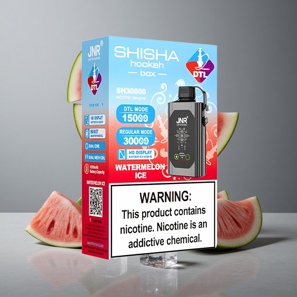 JNR Shisha Hookah Box 20500 Puffs Afine Gheață cu Ecran HD și Încărcare Rapidă Type-C