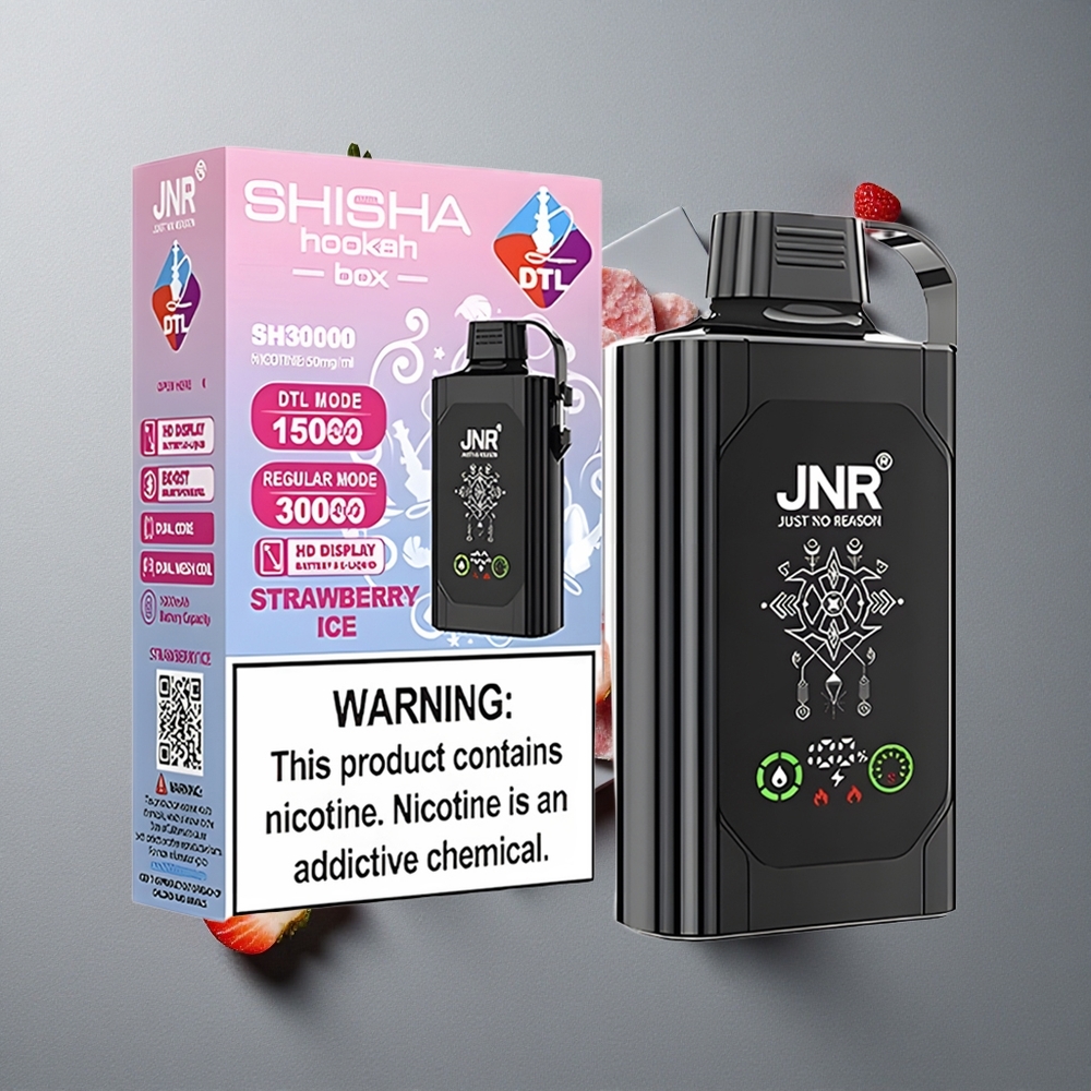 JNR Shisha Hookah Box 20500 Puffs Afumătoare Dispozabilă cu Afișaj HD și Coil Dual Mesh & Dual Core Capsuni Gheață
