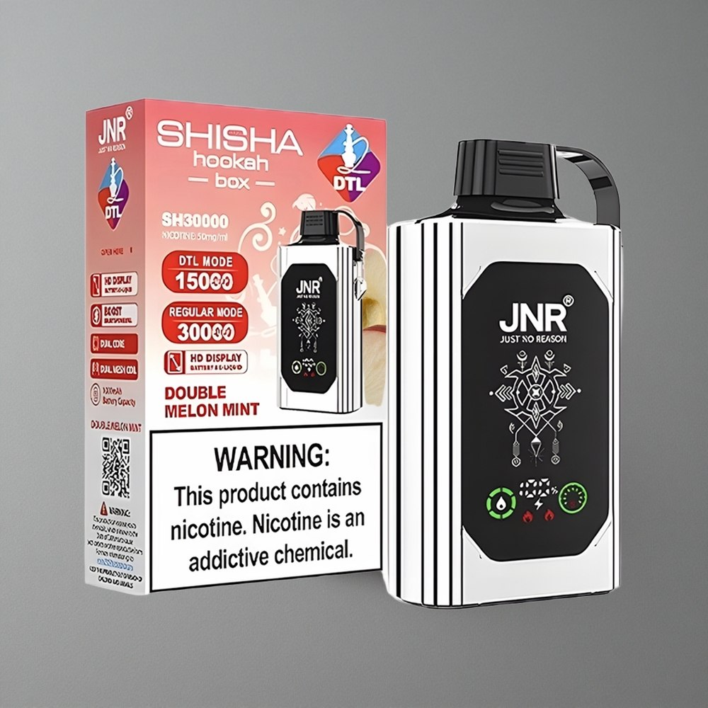 JNR Shisha Hookah Box 20500 Puffs Afumătură Dublă Măr cu Afișaj HD și Încărcare Rapidă Type-C