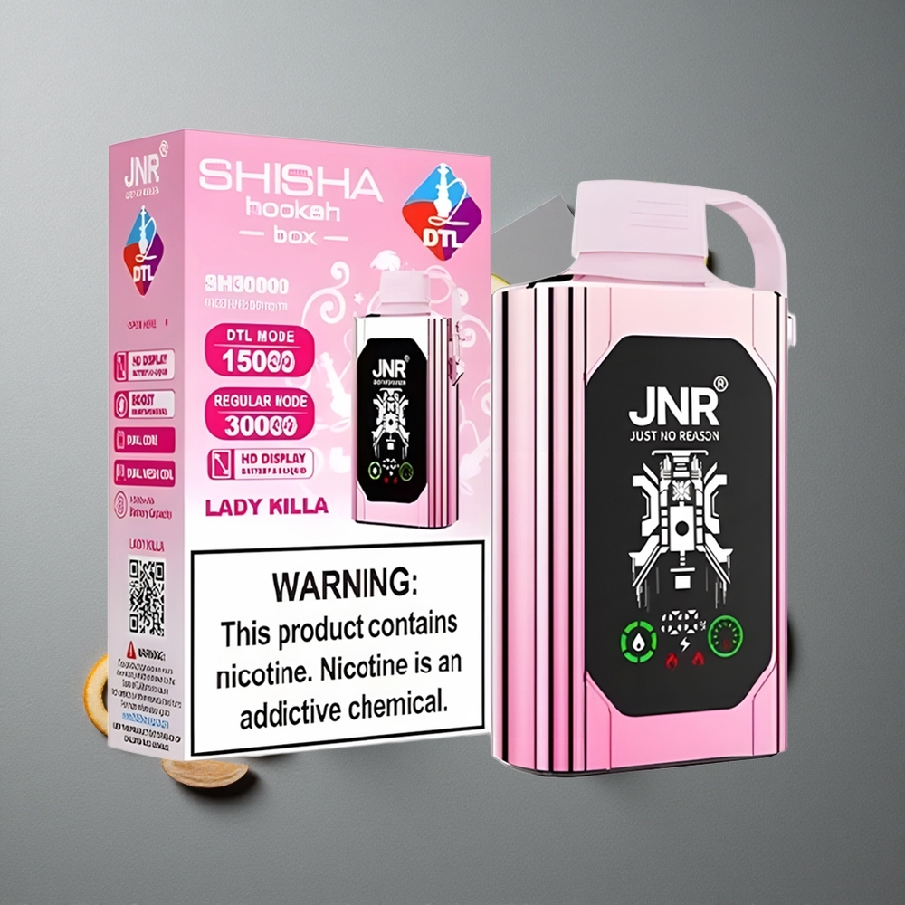 JNR Shisha Hookah Box 20500 Puffs Vape de unică folosință Lady Killa cu 25ml Lichid și Dual Mesh Coil