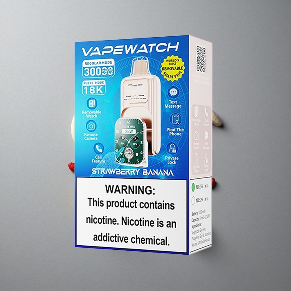 JNR Vape Watch 30000 Puffs Capsă Dispozabilă Căpșuni Banane cu 19mL E-lichid și Dual Mesh Coil