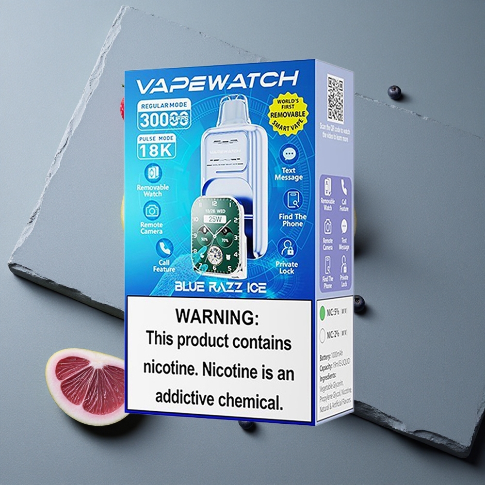 JNR Vape Watch 30000 Puffs Dispozabil Afine Gheață cu 19mL Lichid și Dual Mesh Coil