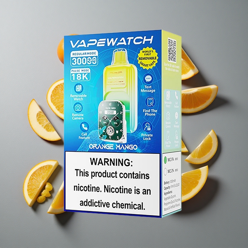 JNR Vape Watch 30000 Puffs Porturi Duale Coil Mesh Dual și Mango Portocaliu