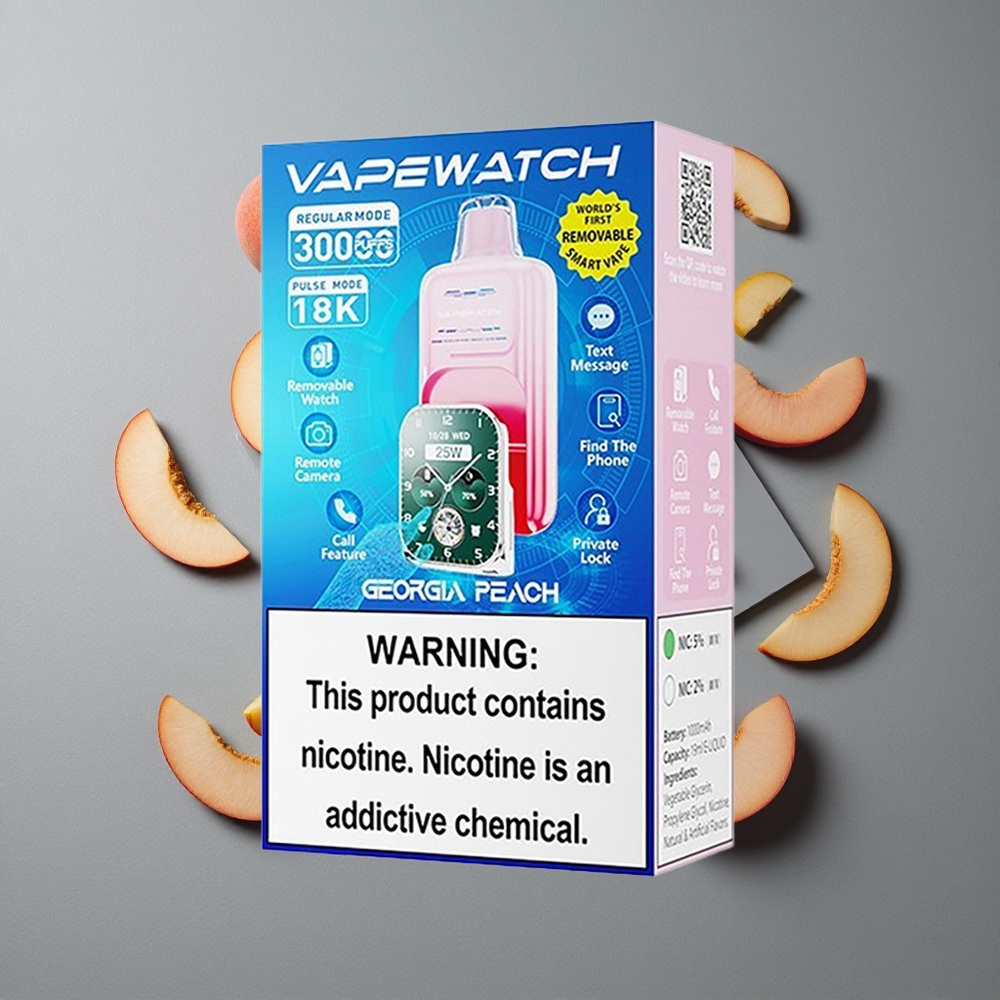 JNR Vape Watch 30000 Puffs piersică Georgia 19mL e-lichid Dual Mesh Coil