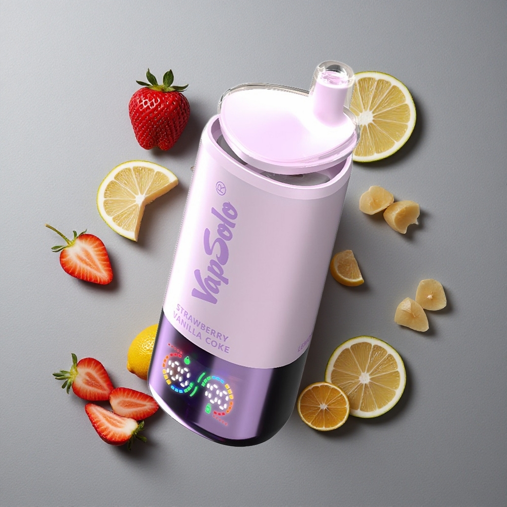 VapSolo Triple 30000 Puffs Capsa de Vanilie cu Căpșuni Port de Încărcare Type-C