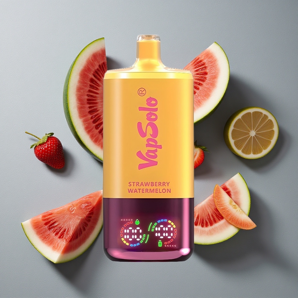 VapSolo Triple 30000 Puffs Capsuni Pepene & Lămâie piersică cu Port de Încărcare Type-C VapSolo Triple 30000 Puffs Capsuni Pepene & Lămâie piersică cu Port de Încărcare Type-C