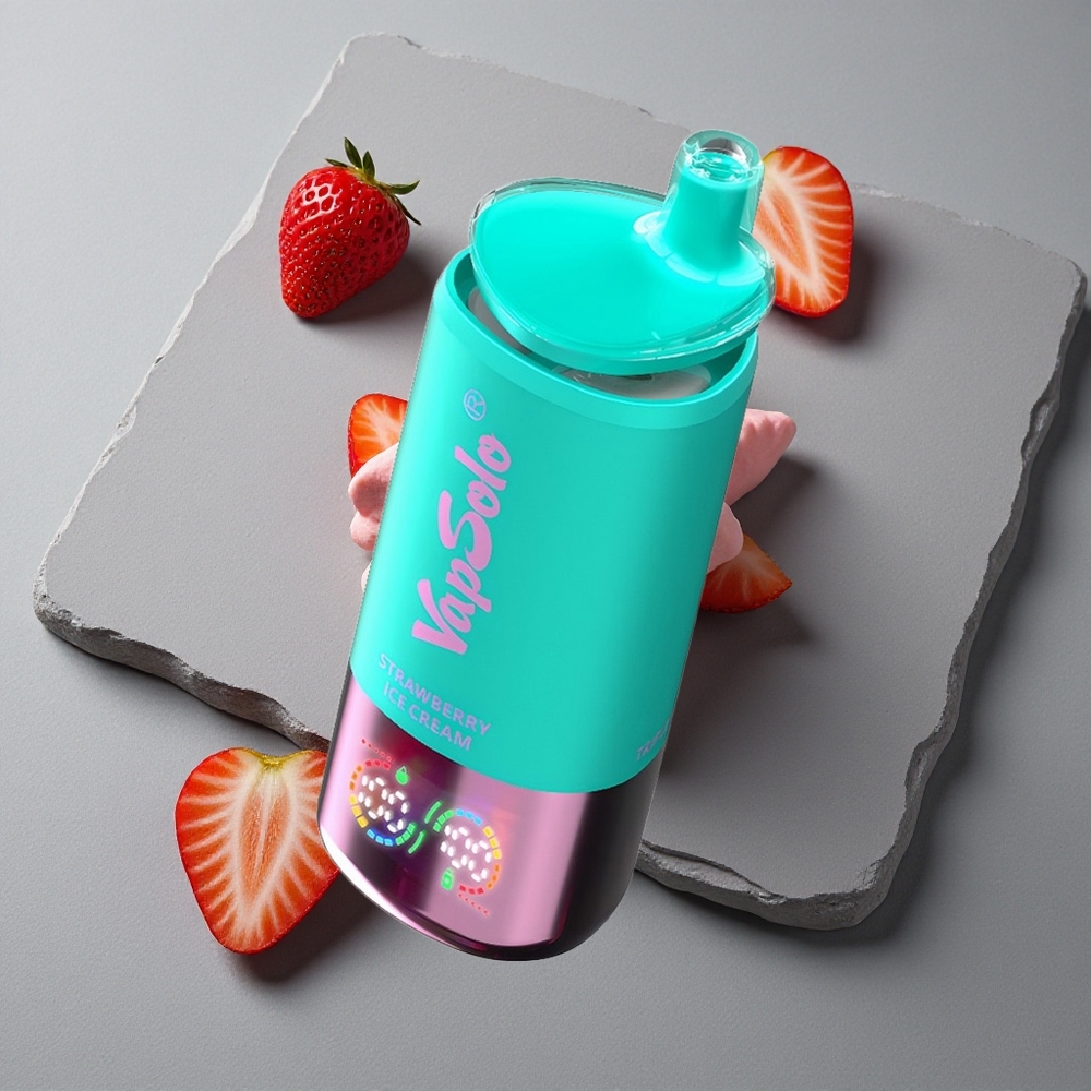 VapSolo Triple 30000 Puffs Crema de Căpșuni Înghețată cu 40ml E-Lichid și Port Type-C
