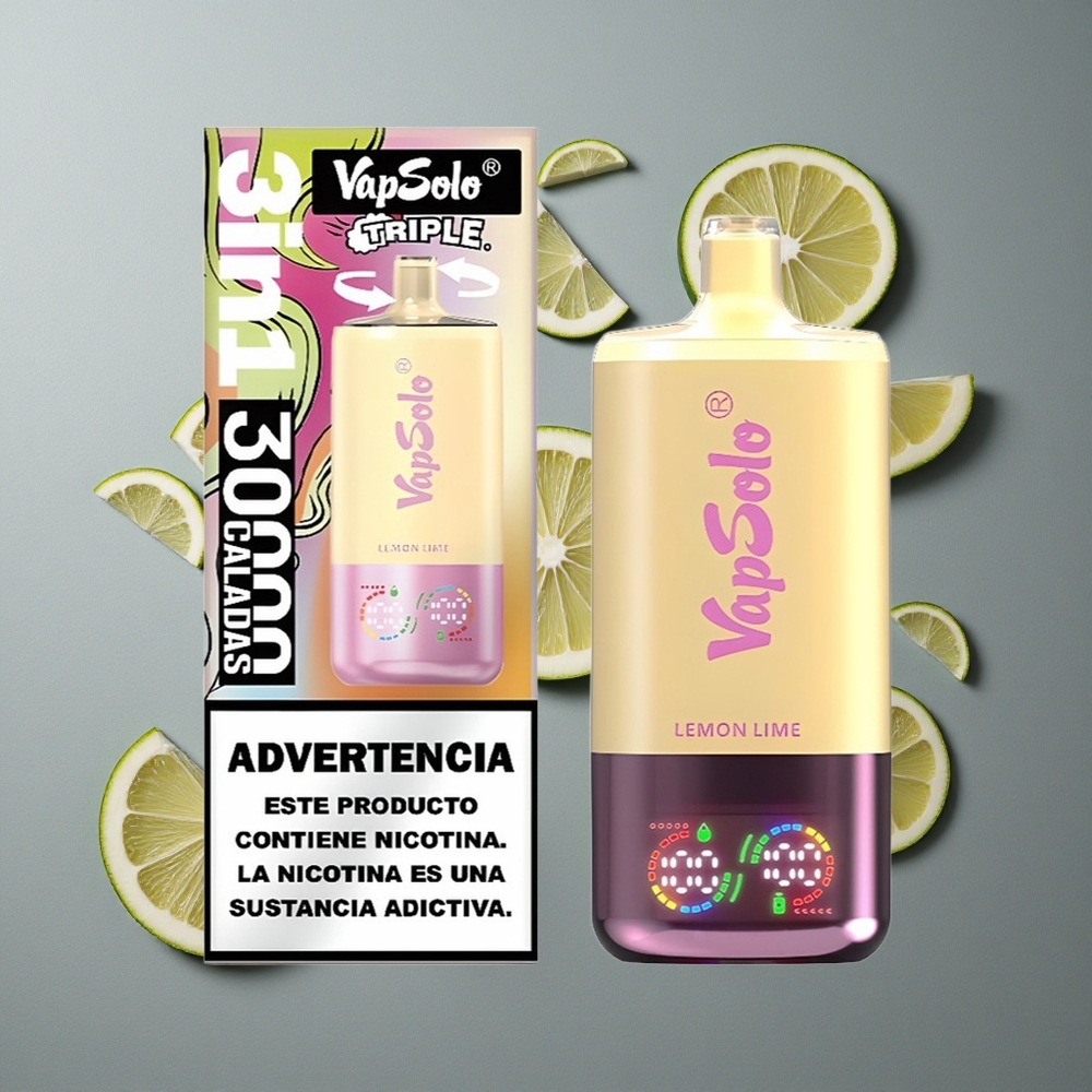 VapSolo Triple 30000 Puffs Port USB-C Lime Lamâie 40ml