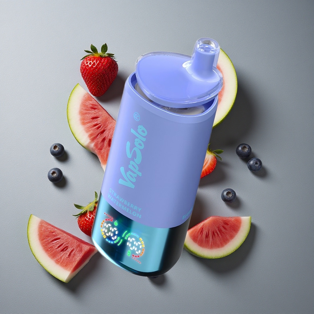 VapSolo Triple 30000 Puffs Tutun Capsuni & Pepene Galben și Afine Gheață cu Port de Încărcare Type-C