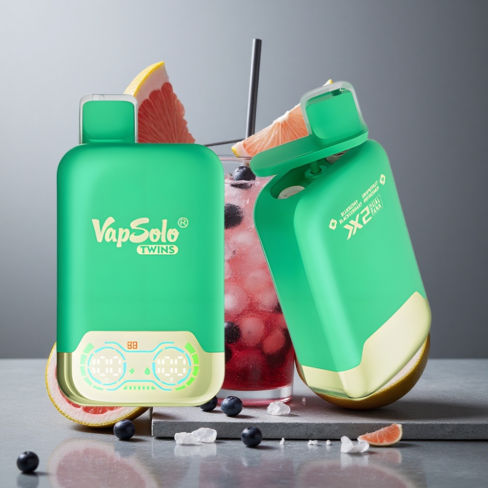 Vapsolo Twins 20000 Puffs Afine Coacăză Negru & Grepfrut Răcoritor cu Port de Încărcare Type-C Vapsolo Twins 20000 Puffs Afine Coacăză Negru & Grepfrut Răcoritor cu Port de Încărcare Type-C