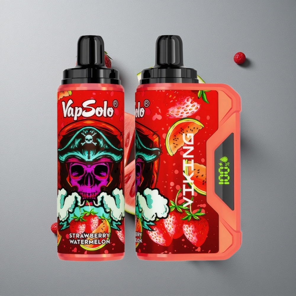 VapSolo VIKING 12000 Puffs Capsa Dispozabila Capsa Dispozabilă cu Afișaj LED și Port Type-C Căpșuni Pepene VapSolo VIKING 12000 Puffs Capsa Dispozabila Capsa Dispozabilă cu Afișaj LED și Port Type-C Căpșuni Pepene