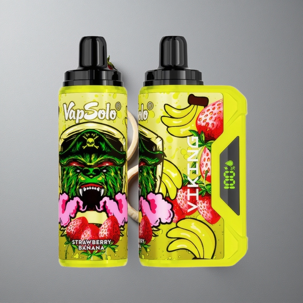 VapSolo VIKING 12000 Puffs Vape Disposable Capsuni Banană cu 22ml E-Lichid și Display LED VapSolo VIKING 12000 Puffs Vape Disposable Capsuni Banană cu 22ml E-Lichid și Display LED