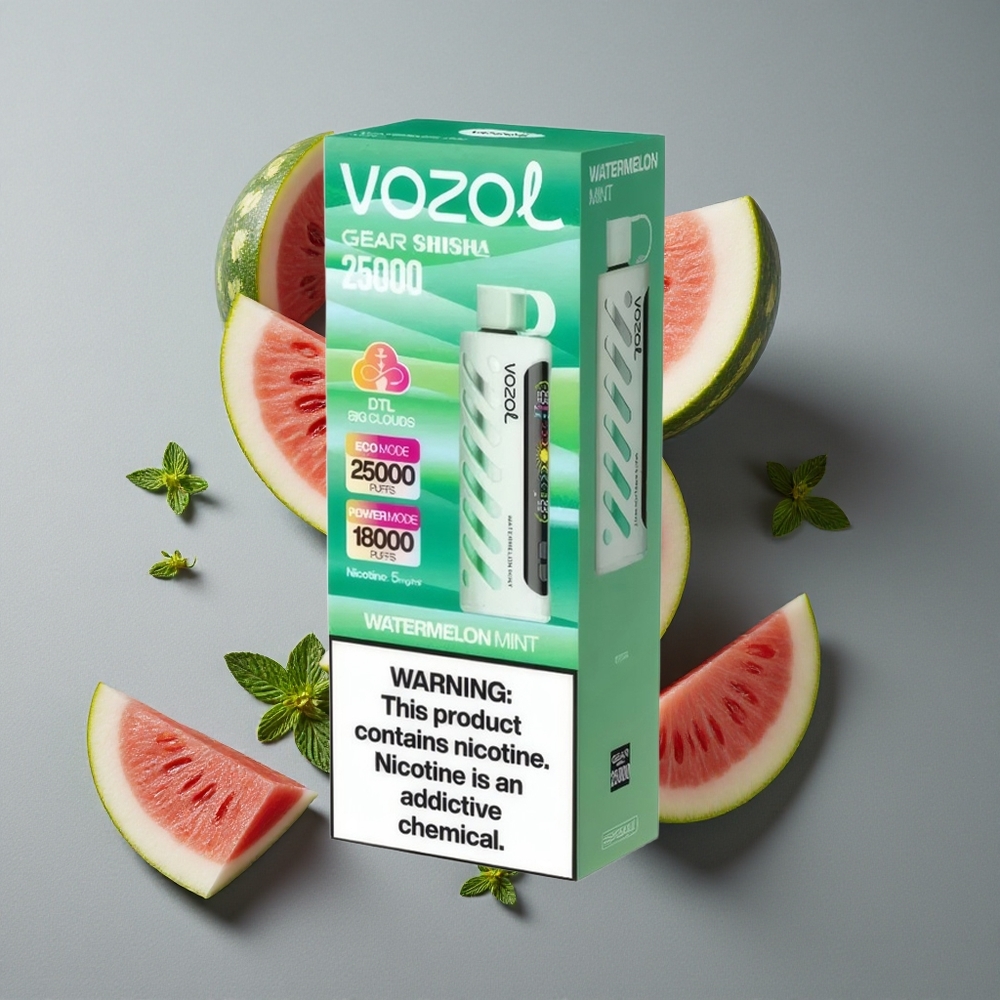 VOZOL Gear Shisha 25000 Puffs Aroma Pepene Verde cu Mentă și Tehnologia S.i.L.C