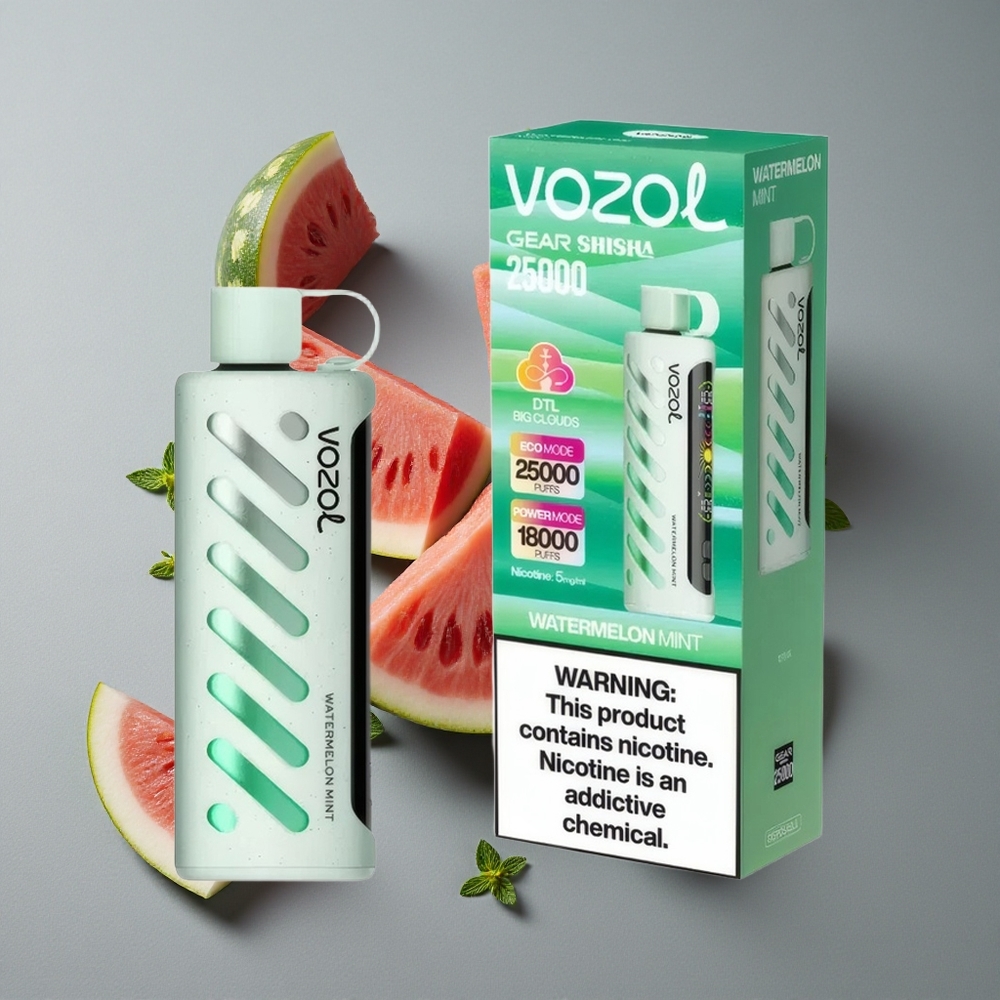 VOZOL Gear Shisha 25000 Puffs Aroma Pepene Verde cu Mentă și Tehnologia S.i.L.C