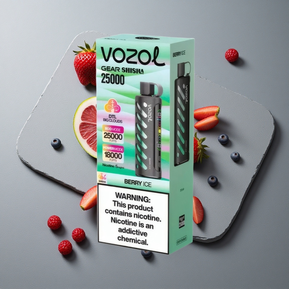VOZOL Gear Shisha 25000 Puffs Aroma Zmeură Înghețată cu S.i.L.C Tech