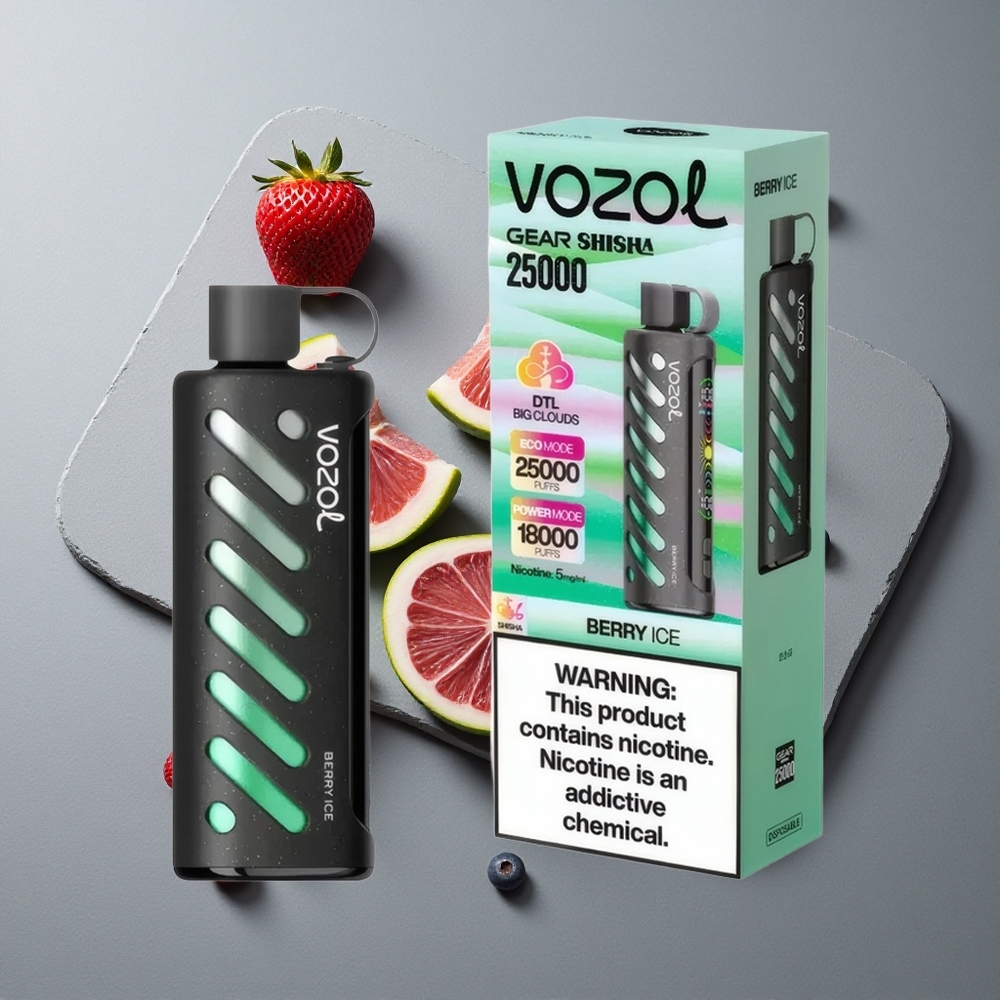 VOZOL Gear Shisha 25000 Puffs Aroma Zmeură Înghețată cu S.i.L.C Tech