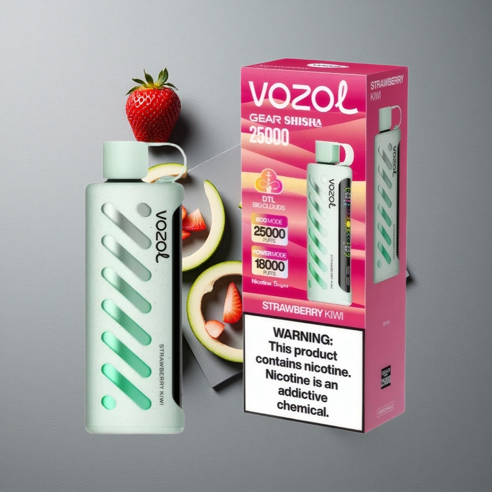 VOZOL Gear Shisha 25000 Puffs Capsuni Kiwi cu 30 de Arome Delicioase și S.i.L.C Tech