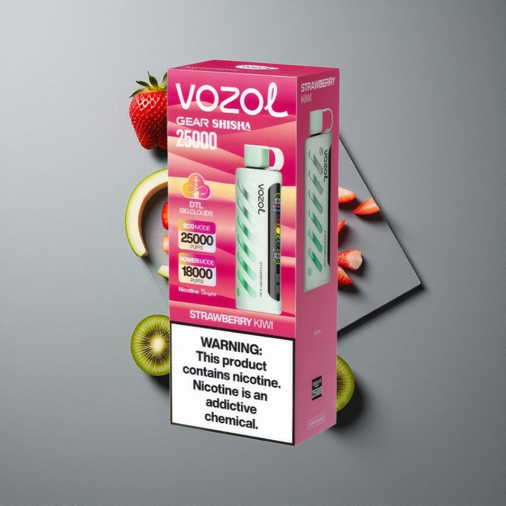 VOZOL Gear Shisha 25000 Puffs Capsuni Kiwi cu 30 de Arome Delicioase și S.i.L.C Tech