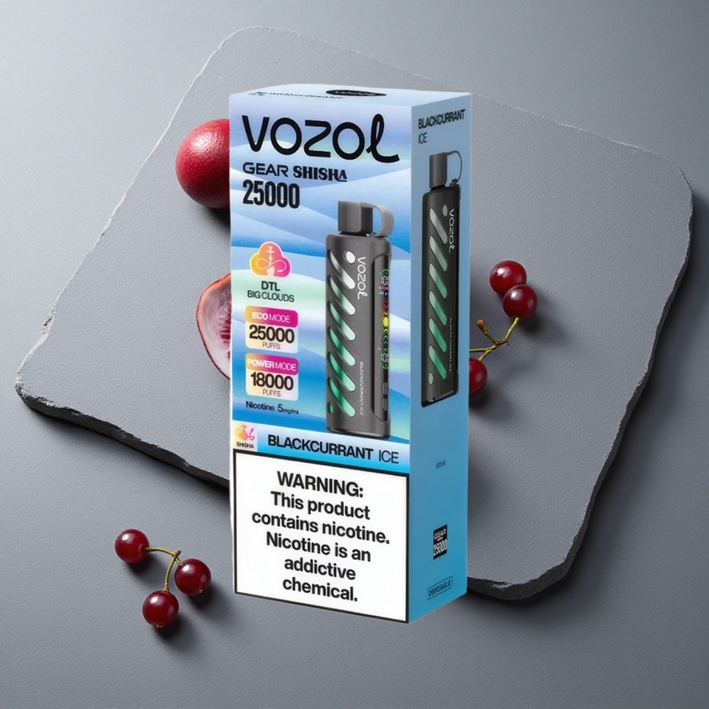 VOZOL Gear Shisha 25000 Puffs Glaze Zmeură Gheață cu Tehnologia S.i.L.C Tech