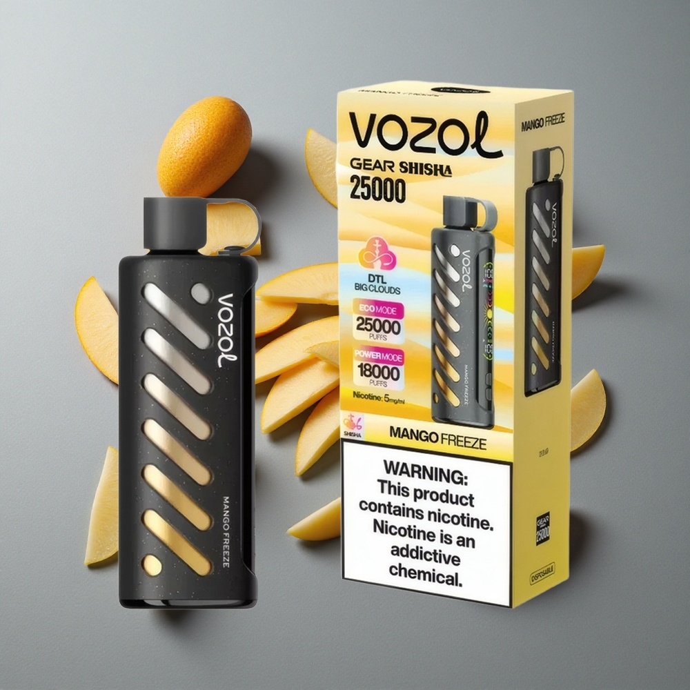 VOZOL Gear Shisha 25000 Puffs Mango Înghețat cu 30 de Arome Delicioase și S.i.L.C Tech