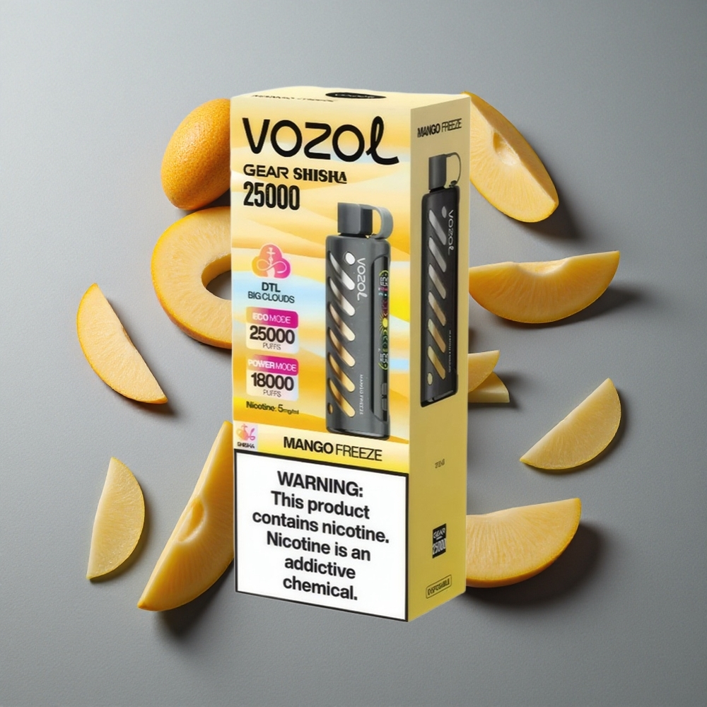 VOZOL Gear Shisha 25000 Puffs Mango Înghețat cu 30 de Arome Delicioase și S.i.L.C Tech