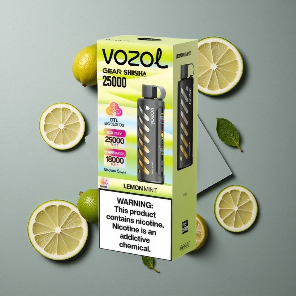 VOZOL Gear Shisha 25000 Puffs Mentă Lămâie cu 30 de Arome și S.i.L.C Tech